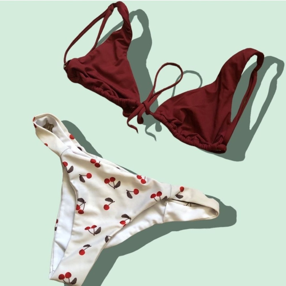 Bikini Bundle! Cherry 🍒 Bandeau Bikini set plus extra top